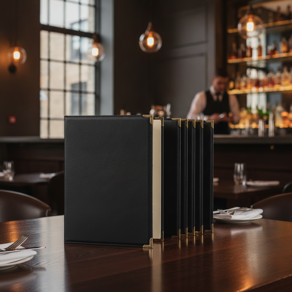 Leatherette A4 Cover in Black for Cafés & Gastropubs