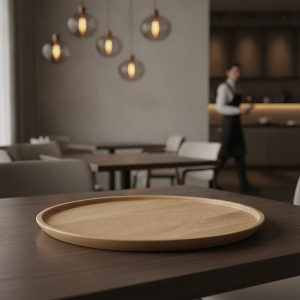 Lacquered Oak Wood Plate 200mm for Catering & Hospitality