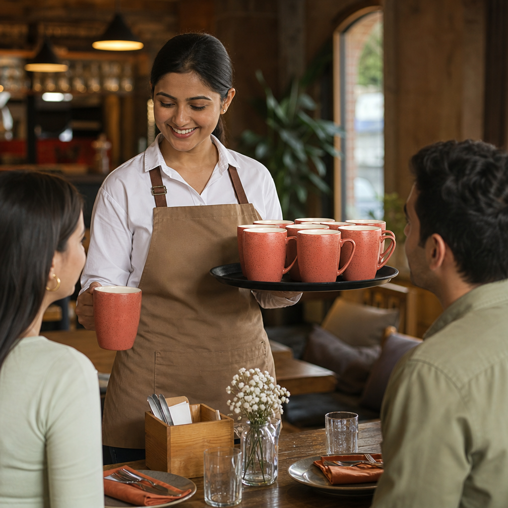 Spiced Mugs 340ml Orange Ceramic for Dining Tables (Pack of 12)