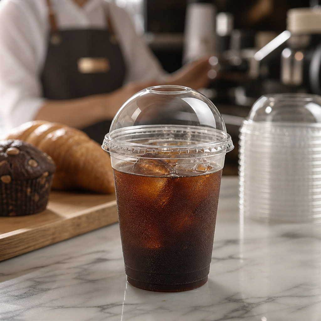 Compostable PLA Cold Cup Domed Lids for Cold Drinks Service (Pack of 1000)