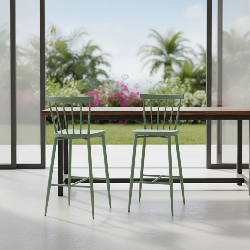 Aluminium Green High Stools 1080mm for Indoor & Outdoor Use (Pack of 2)