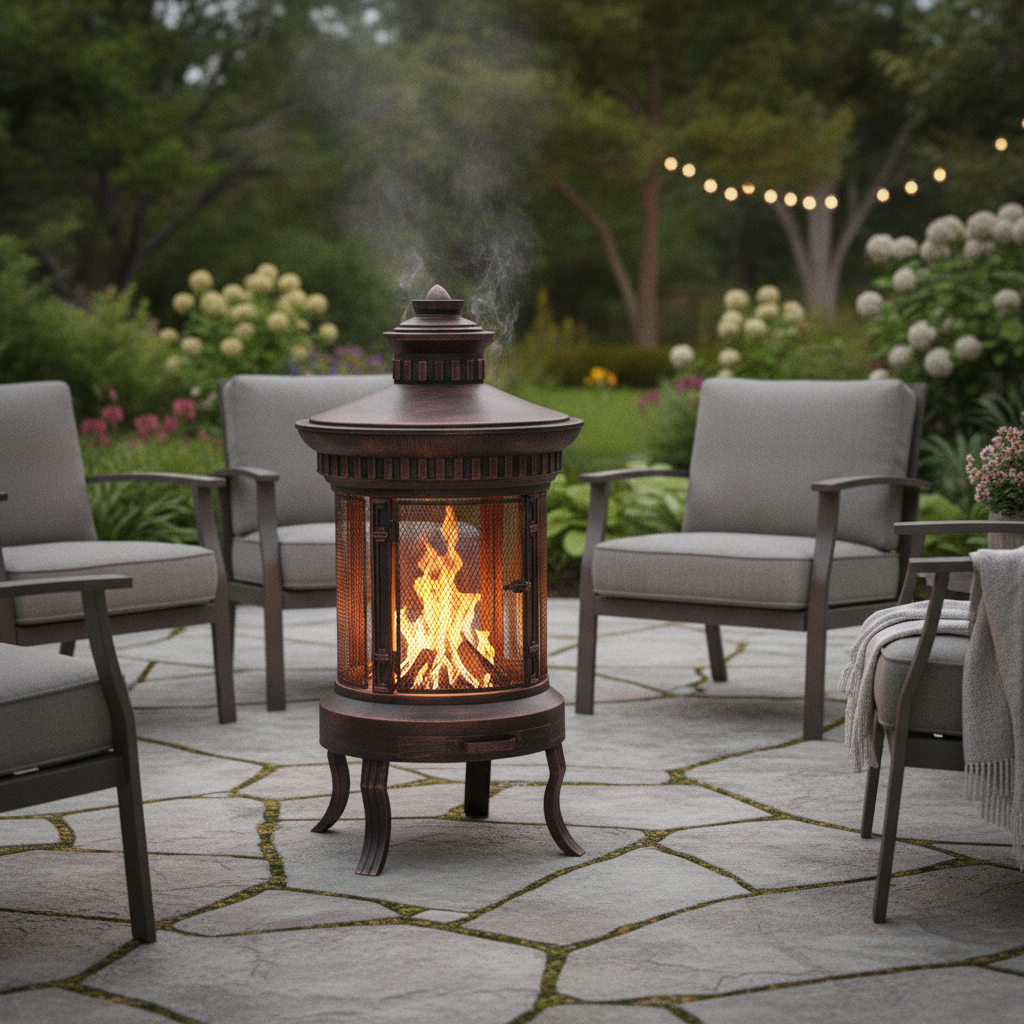 Steel Brushed Copper Fire Pit for Outdoor Gatherings