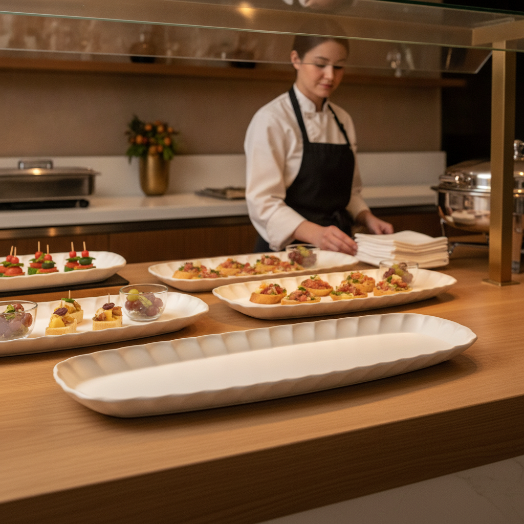 White Melamine Tray GN 2/4 530x162mm for Buffet Displays