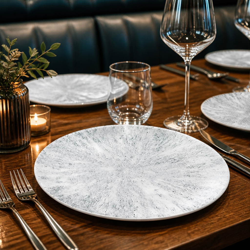 Coupe Plates Grey Vitrified Porcelain for Dining Experiences (Pack of 12)