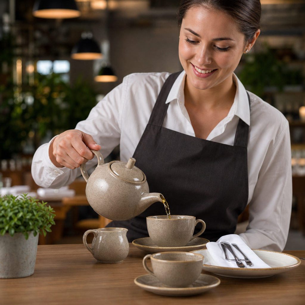 Super Vitrified Ceramic Beverage Pots 852ml for Tearooms (Pack of 4)