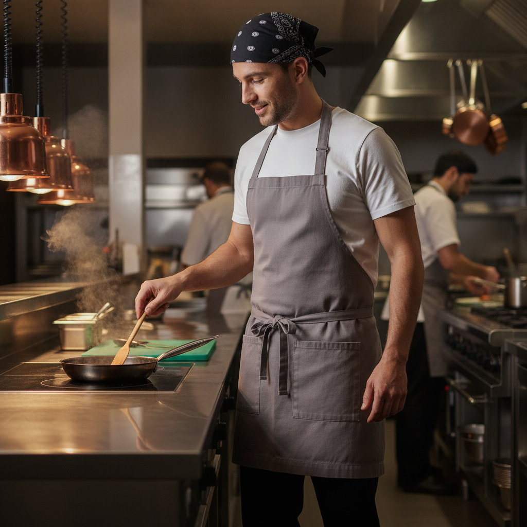 Cotton Canvas Waist Apron Grey for Modern Hospitality