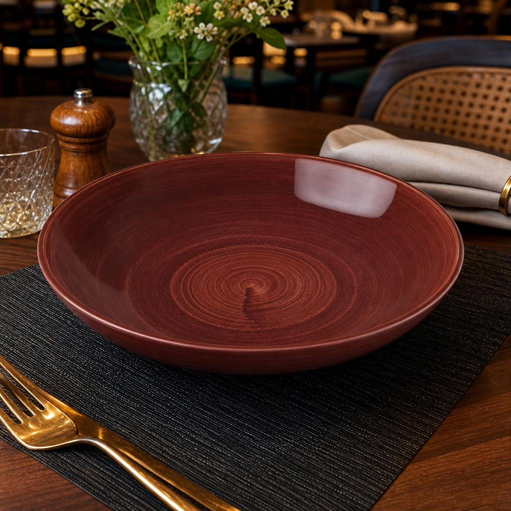 Rustic Super Vitrified Ceramic Coupe Bowls 248mm for Creative Presentations