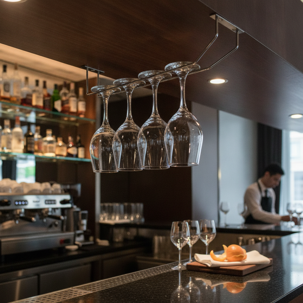 Chrome Wine Glass Rack 406mm for Kitchen & Bar Storage