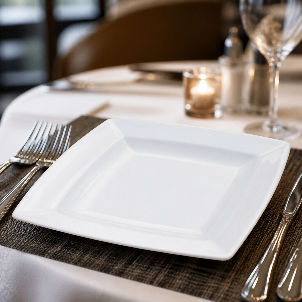 Square Plates 233mm Porcelain for Dining Experiences (Pack of 6)