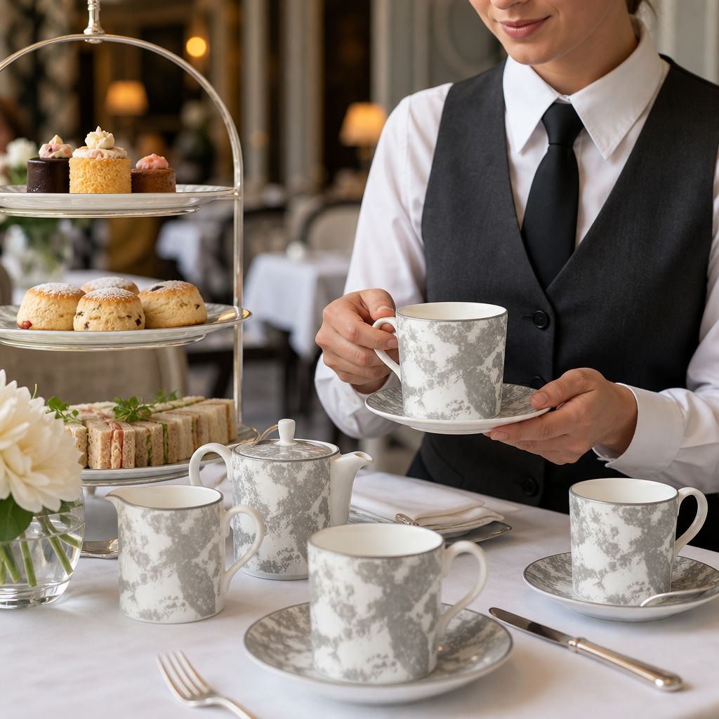 Bone China Grey Cups 3oz for Afternoon Tea (Pack of 6)