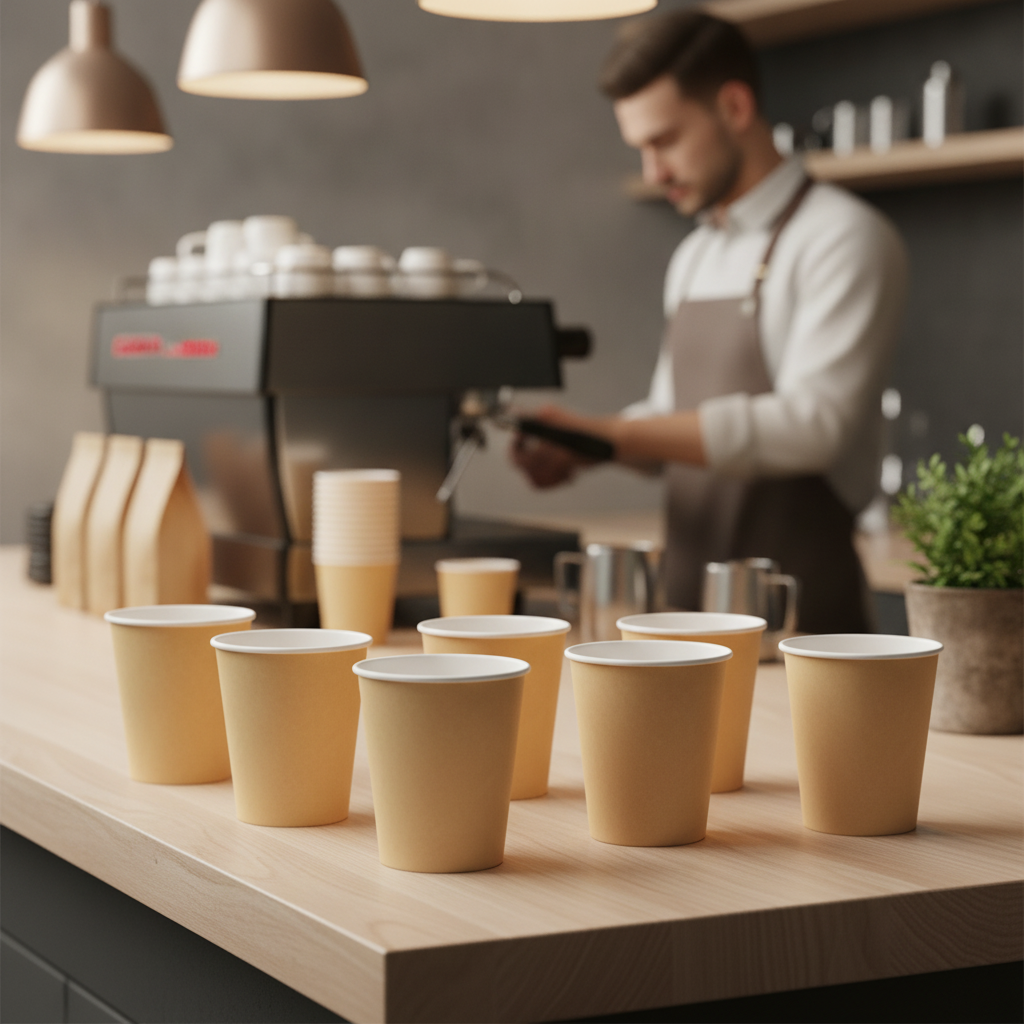 Cardboard Disposable Coffee Cups 225ml for Takeaway Service (Pack of 50)