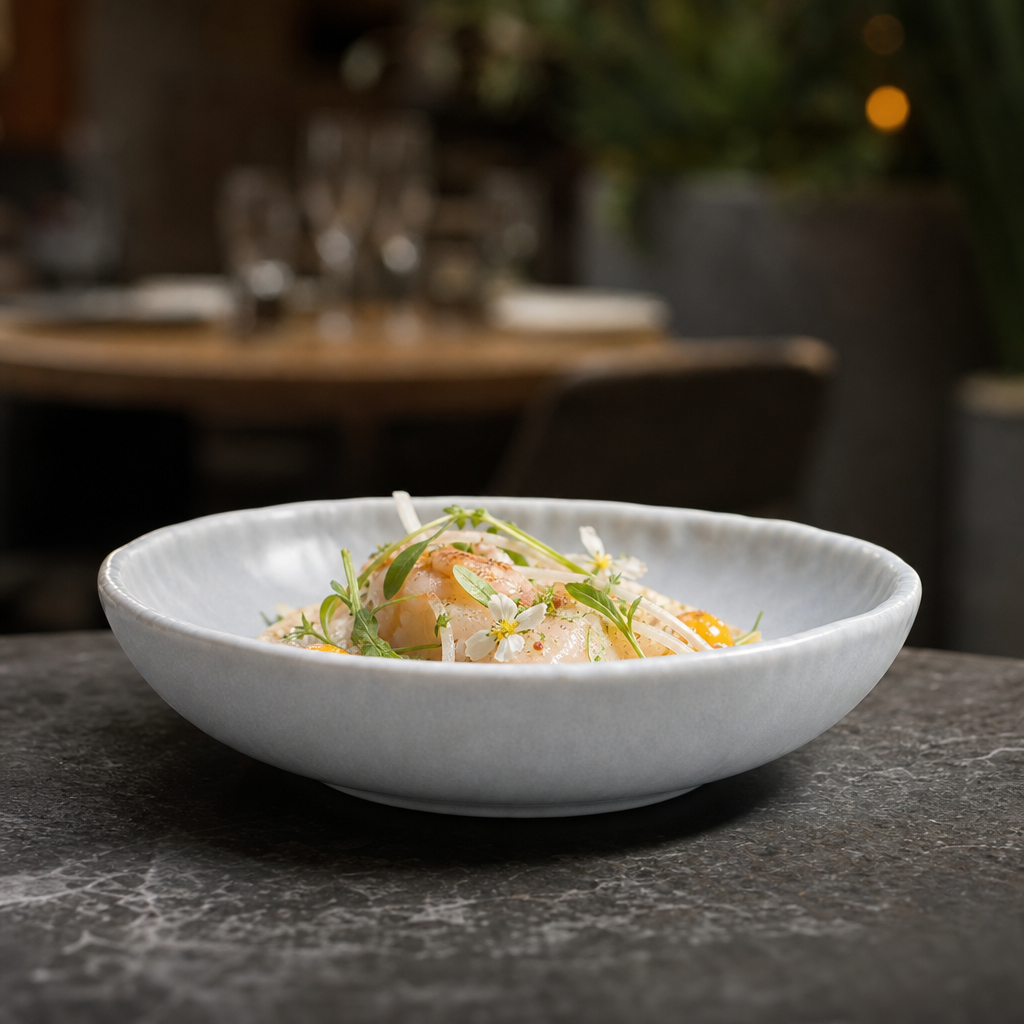 Corallite Coupe Bowls in Concrete Grey for Creative Plating
