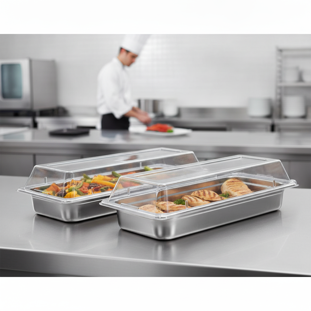 Polycarbonate Rectangular Buffet Tray Covers 560x153mm for Catering (Pack of 2)