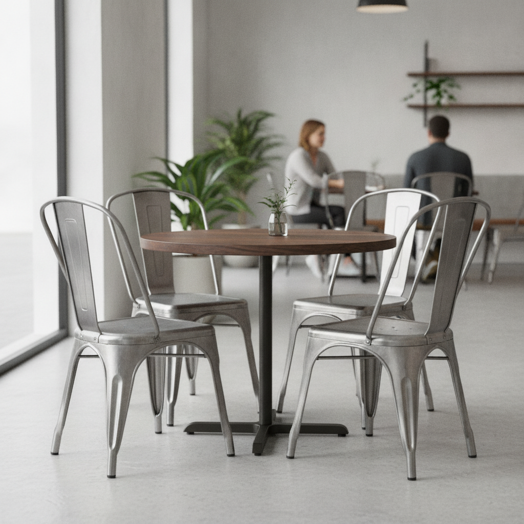 Galvanised Steel Bistro Side Chairs 850x425mm for Stylish Seating Areas (Pack of 4)