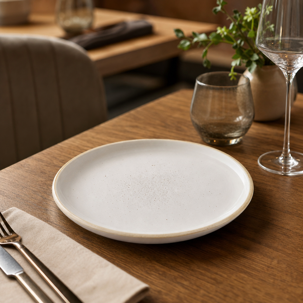 Walled Plates 206mm White Vitrified Ceramic for Casual Dining (Pack of 6)