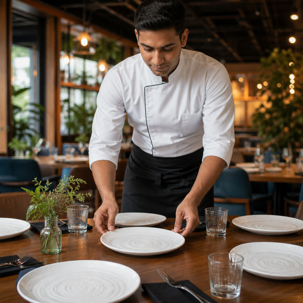 Plates Unique Textured Design White Melamine for Outdoor Dining (Pack of 6)