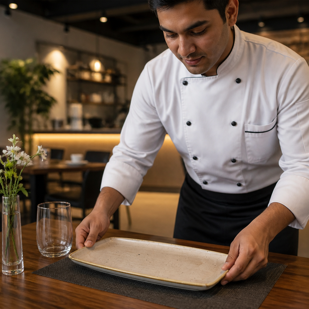 Oblong Plate Vitrified Ceramic for Home & Restaurants (Pack of 6)