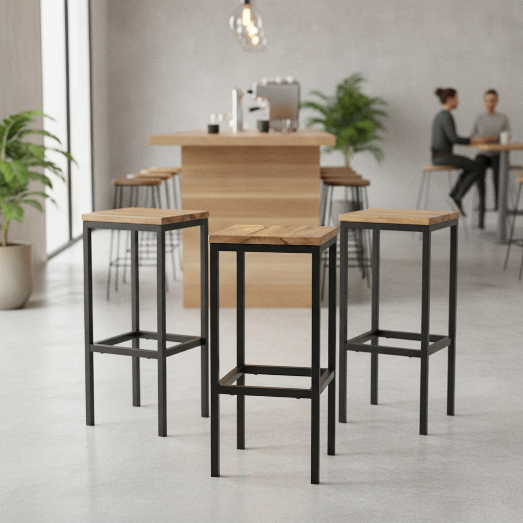 Mango Wood Bar Stools 770mm for Bars & Cafés (Pack of 3)
