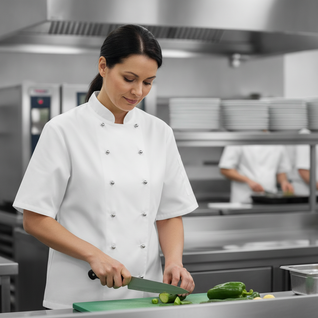 White Polycotton Unisex Chef Jacket for Professional Kitchens
