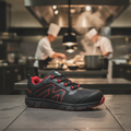 Nubuck Leather Safety Trainers Black for Busy Kitchens