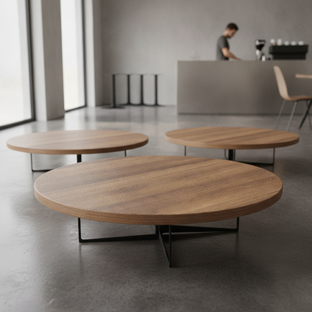 High Density Woodchip Rustic Oak Tabletops 600mm for Cafés