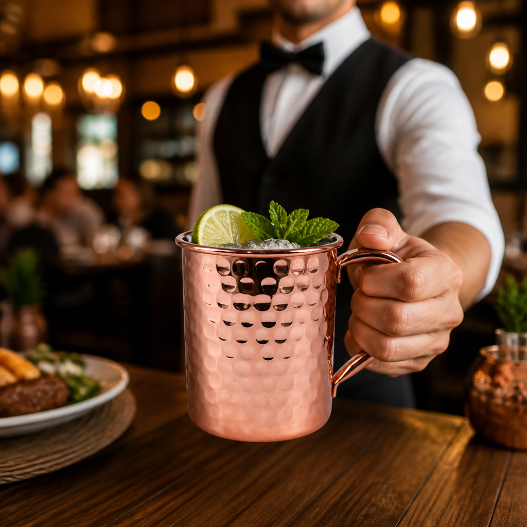 Stainless Steel Hammered Copper Mug 400ml for Bars & Pubs