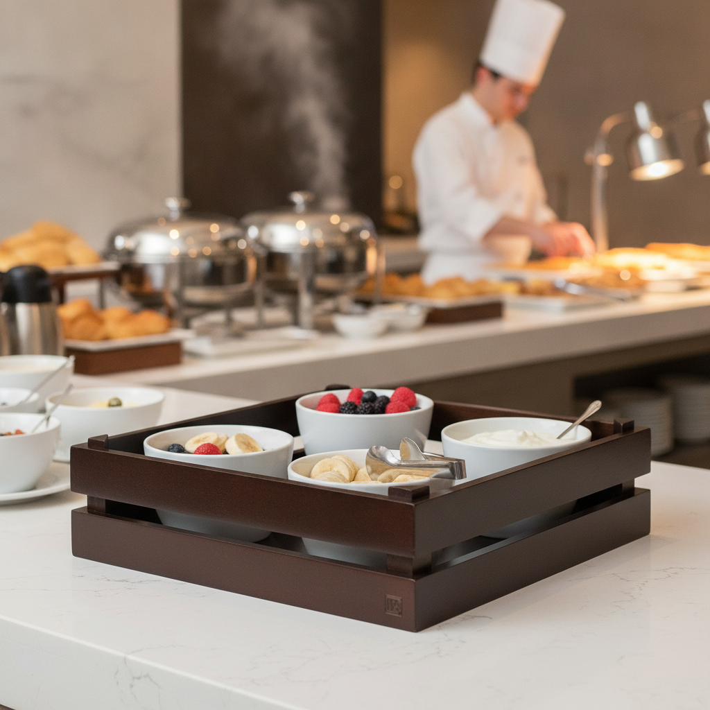 Wood Buffet Crate Black 105mm for Breakfast Buffets