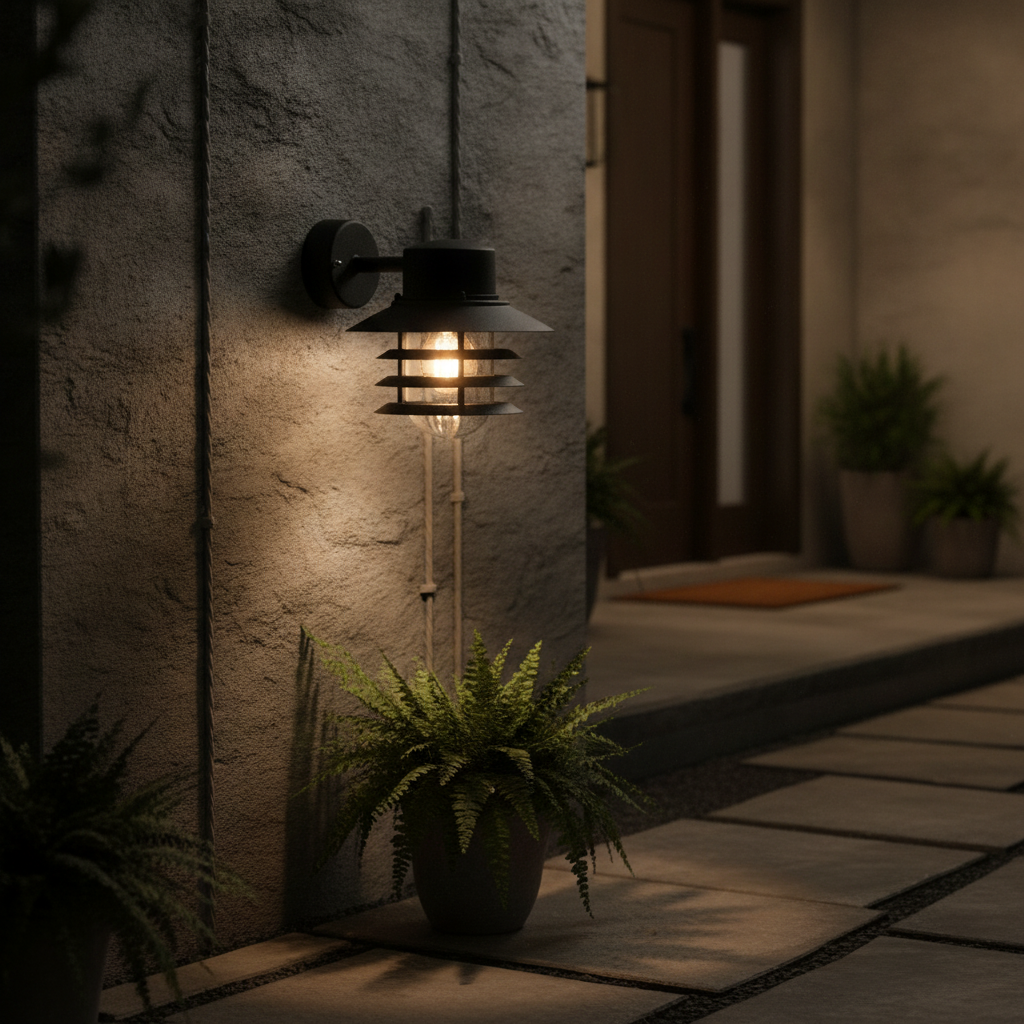 Metal Downward-Facing Outdoor Wall Light for Patios & Entrances
