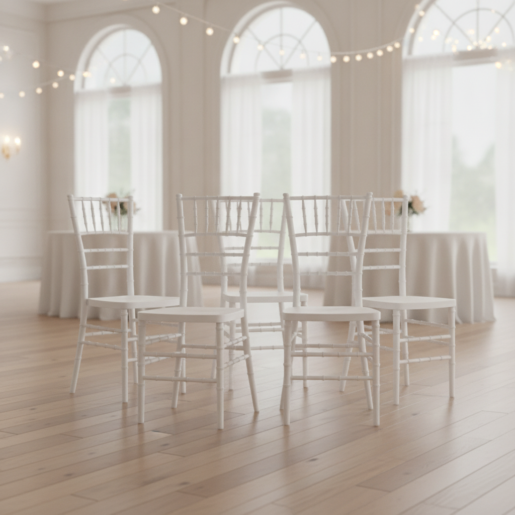 Polypropylene Chiavari Chairs White 918mm for Weddings & Events (Pack of 4)
