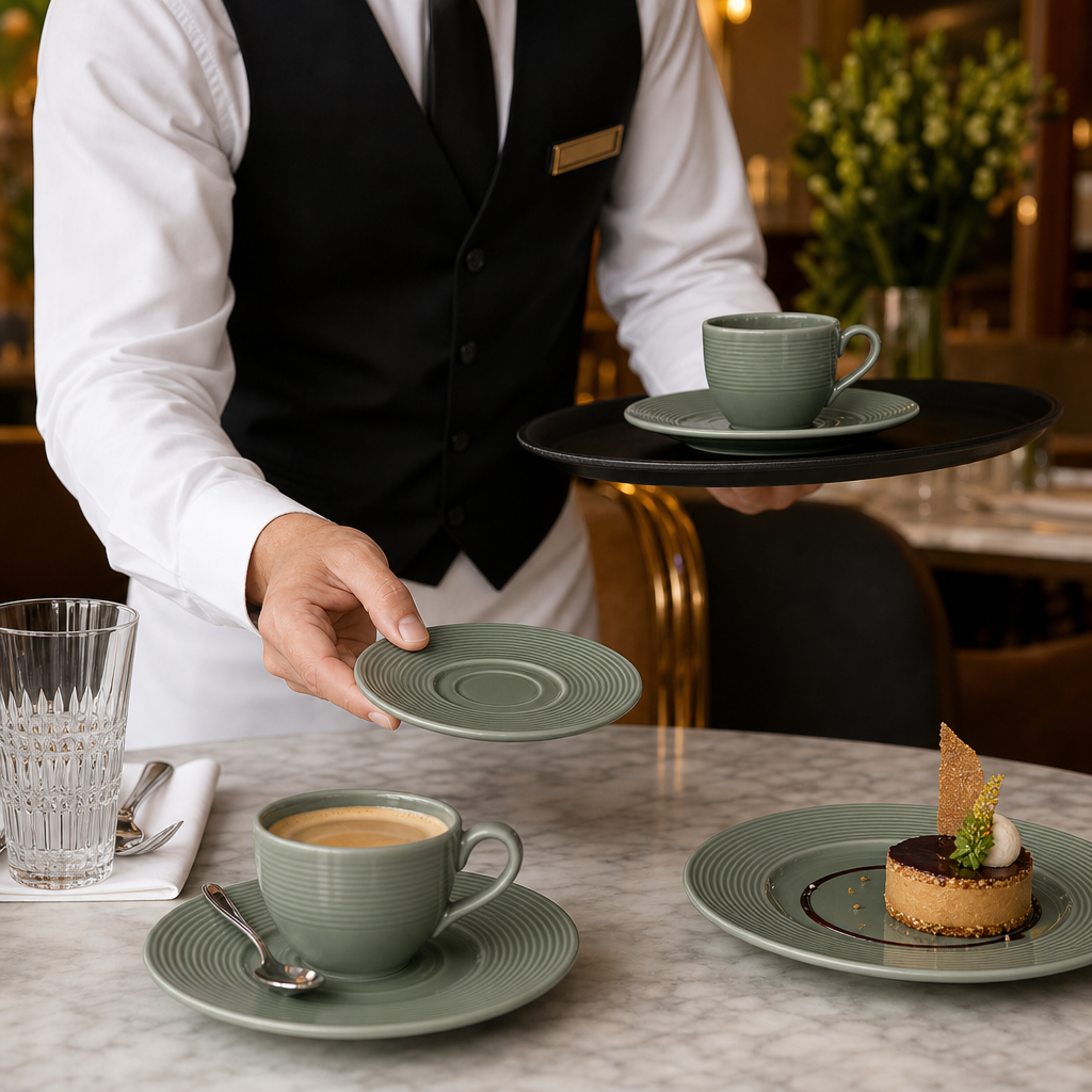 Saucers Green Porcelain for Upscale Dining (Pack of 12)