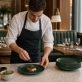 Coupe Plates Dark Green Porcelain for Elegant Dining (Pack of 12)