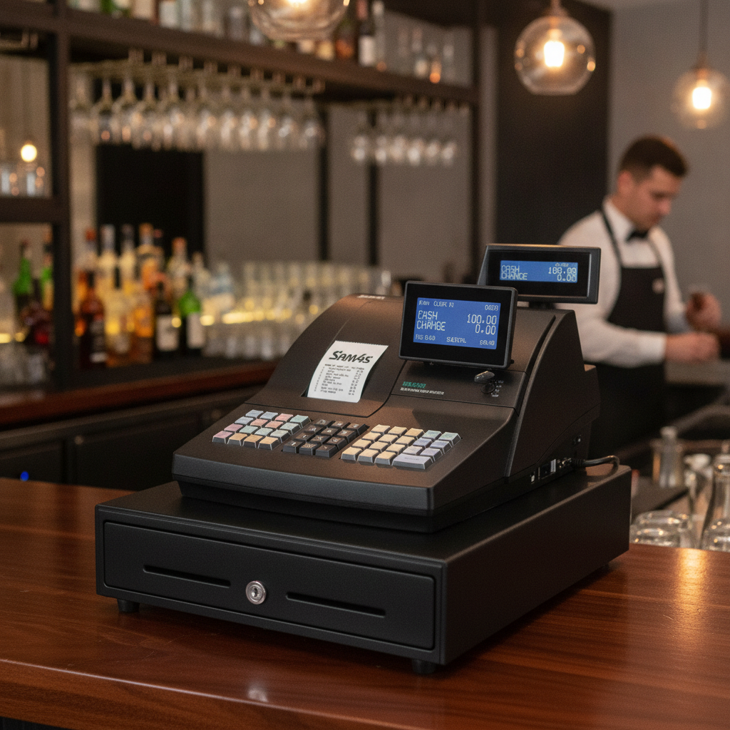 Black Cash Register with Interrupt & Overlap Functionality for Bars & Restaurants