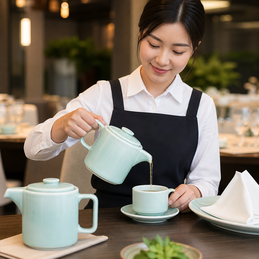 Porcelain Tea Pots 450ml in Mint for Elegant Dining (Pack of 2)