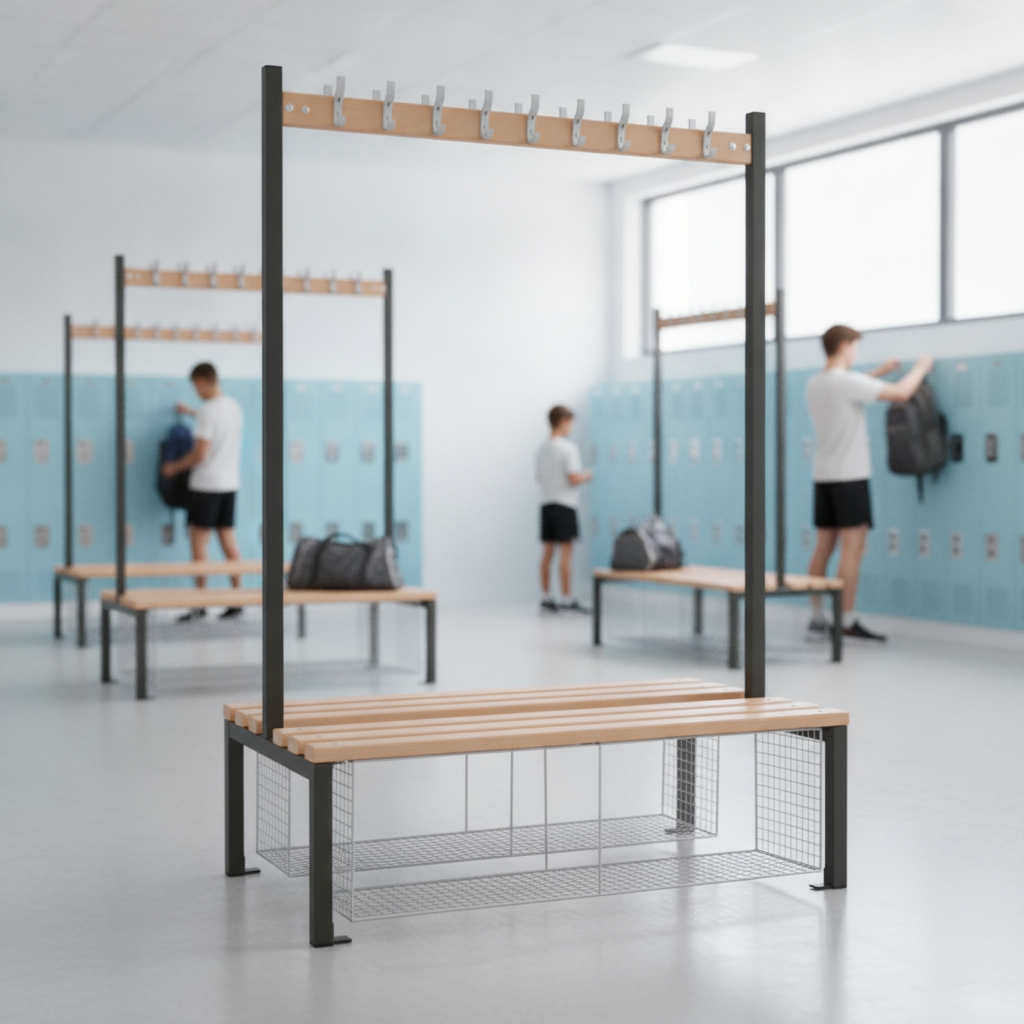 Powder Coated Steel Double-sided Island Seating for Schools & Gyms