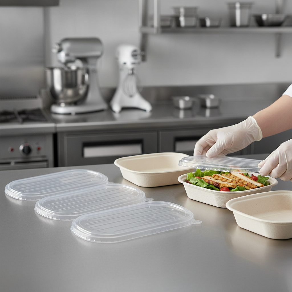 Clear PET Lids for Bagasse Oval Containers for Takeaway Food (Pack of 100)