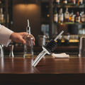 Chrome Metal Spirit Pourer with Flexible Polycork 108mm for Efficient Serving
