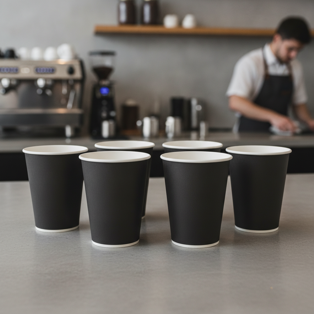 Cardboard Black Coffee Cups 340ml for Takeaway Services (Pack of 50)