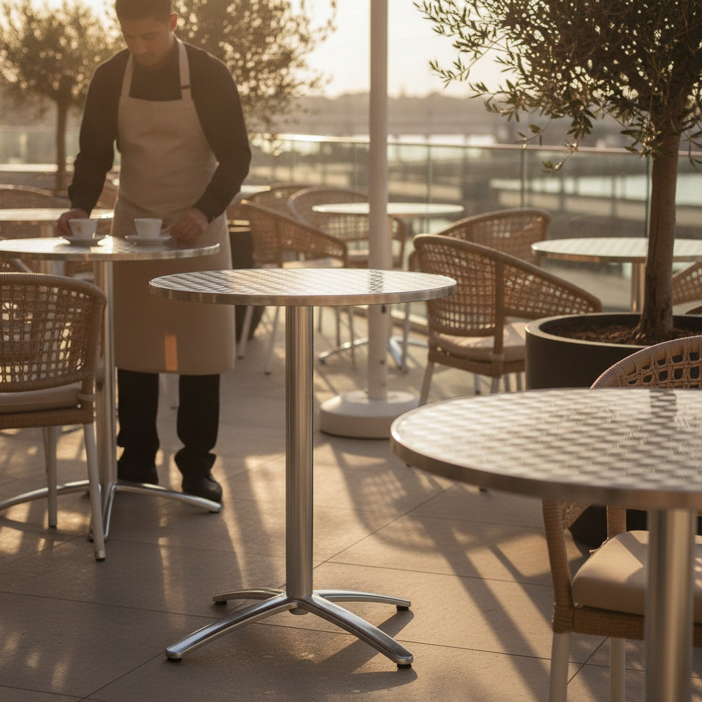 Stainless Steel Round Flip Top Table 600mm for Outdoor Use