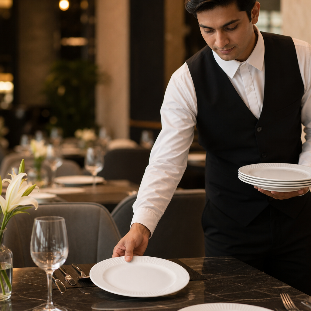 Rimmed Plates 210mm Vitrified Ceramic for Restaurants (Pack of 12)