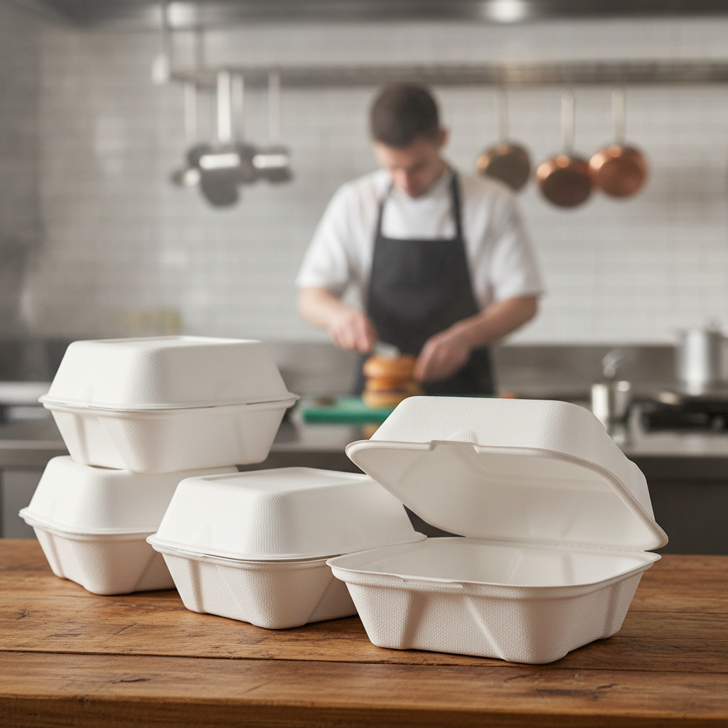 Moulded Fibre Burger Boxes 6" for Takeaway Service (Pack of 500)