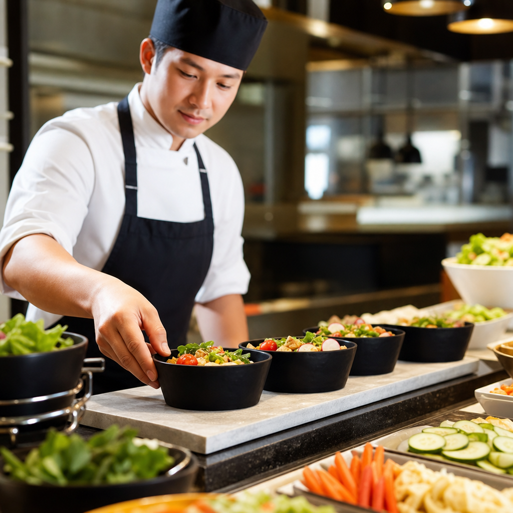 Round Bowls 127mm Black Melamine for Buffet Presentation (Pack of 12)