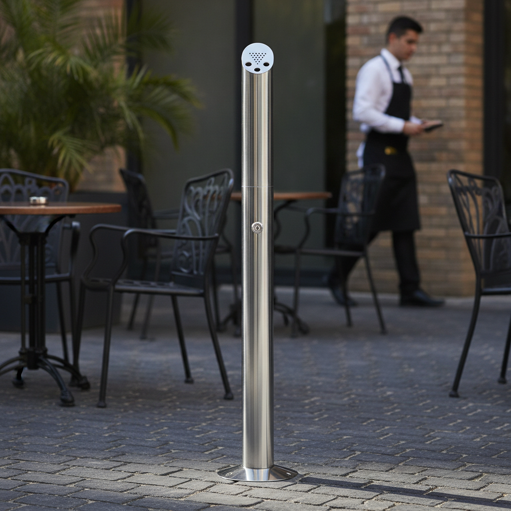 Stainless Steel Floor Standing Ashtray Pole for Smoking Areas