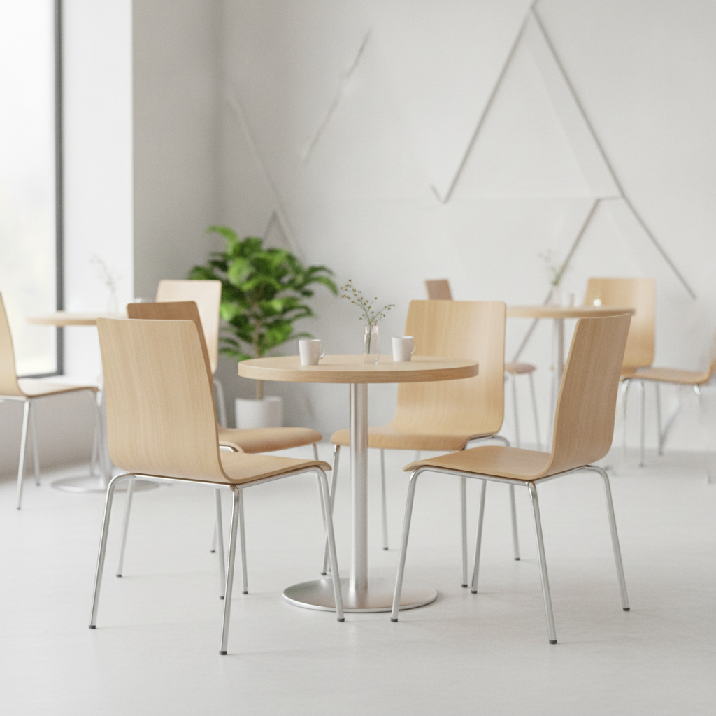 Beech Veneer Square Back Side Chairs for Cafés & Bistros (Pack of 4)