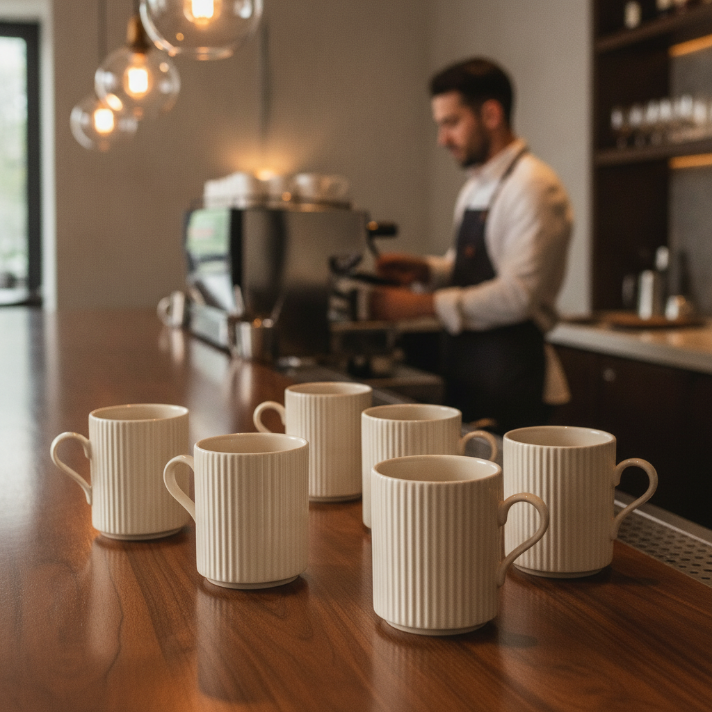 Porcelain Coffee Mugs 240ml for Hospitality & Catering (Pack of 6)