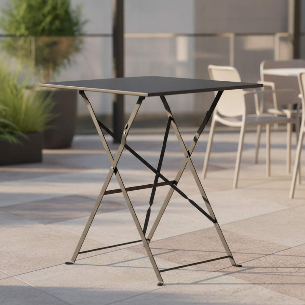 Powder-Coated Steel Square Table 600mm for Indoor & Outdoor Use