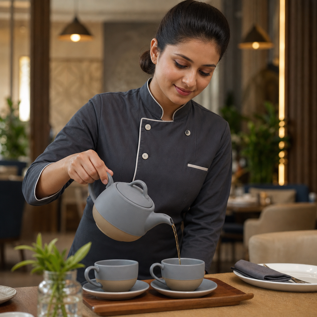 Super Vitrified Ceramic Grey Teapot 443ml for Tea Lovers (Pack of 4)