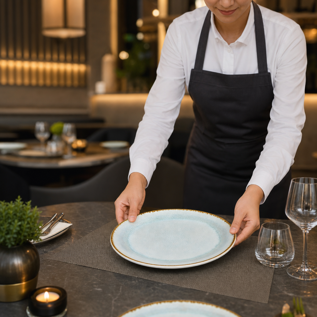 Shadow Plates 280mm Aqua Stoneware for Elegant Dining (Pack of 6)