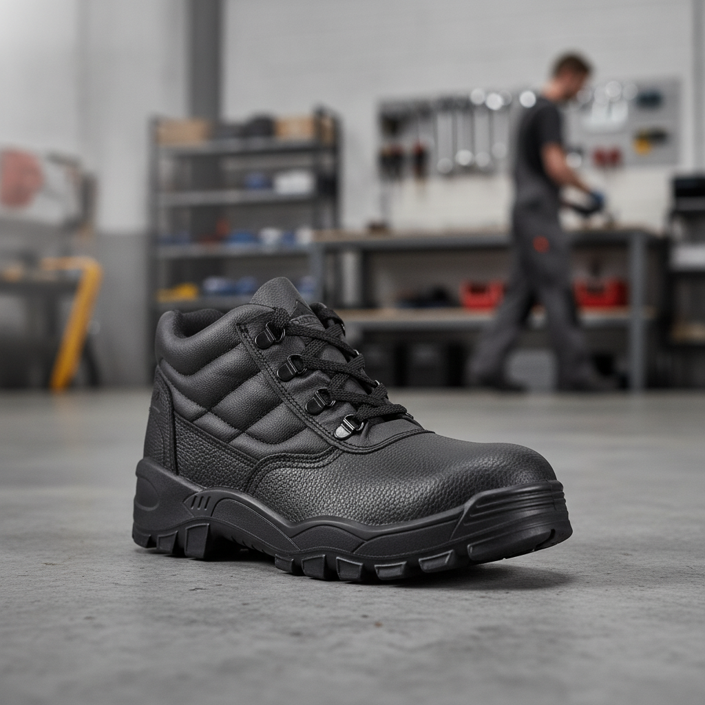 Leather Black Protector Boot S1P for Commercial Safety