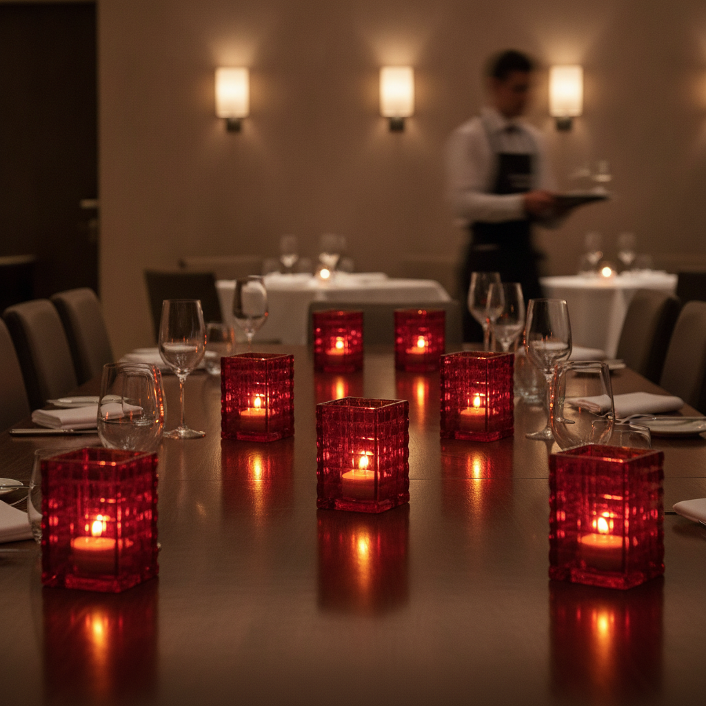 Ruby Glass Optic Block Lamp 67mm for Dining Ambiance (Pack of 6)