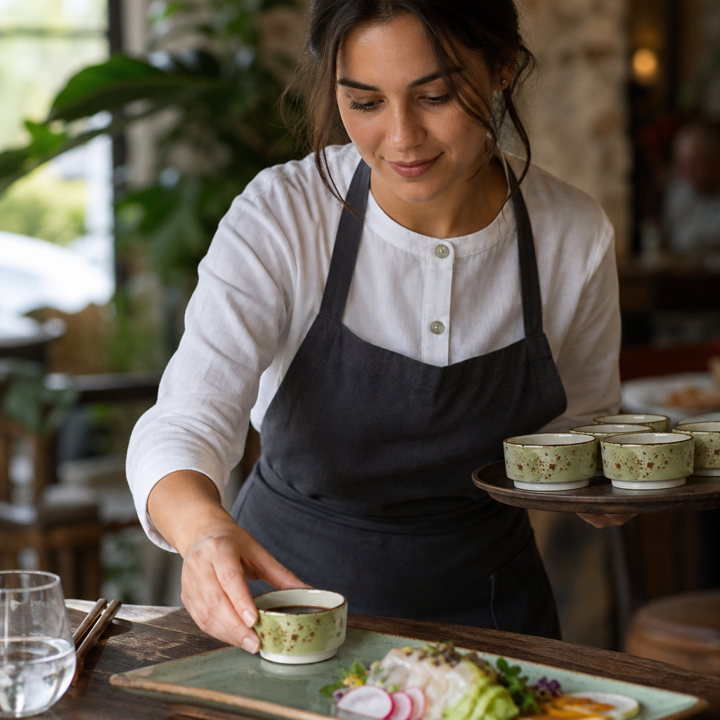 Taster Dip Pot 65mm Green Porcelain for Casual Cafés (Pack of 12)